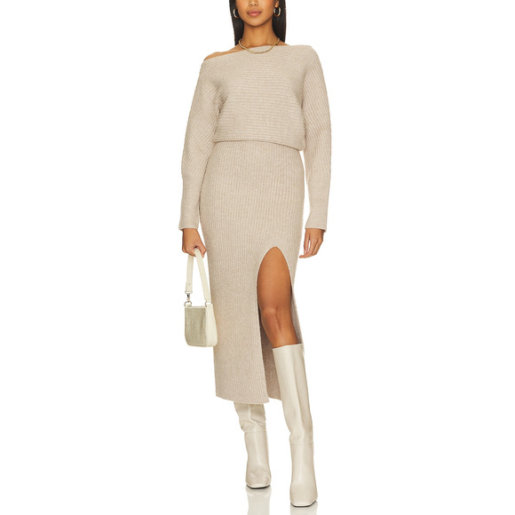 Line & Dot 'Alta' White Sweater Off Shoulder Dress Size L - Picture 1 of 5